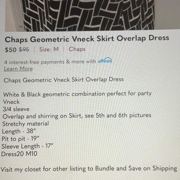 Chaps Geometric Vneck Skirt Overlap Dress - Picture 9 of 9